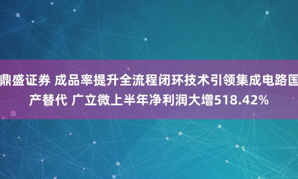 鼎盛证券 成品率提升全流程闭环技术引领集成电路国产替代 广立微上半年净利润大增518.42%